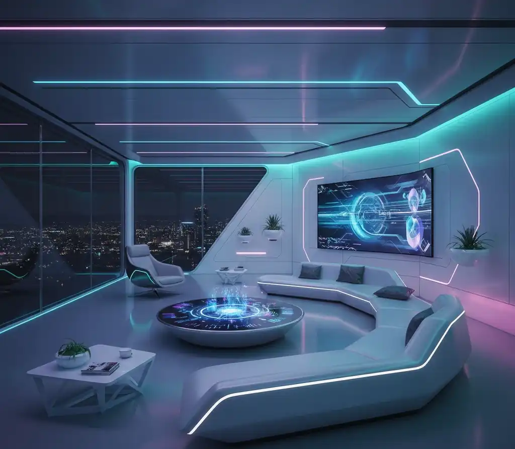 Футуристичний стиль у дизайні інтер’єру 2026: інноваційні форми, технології та сучасні рішення