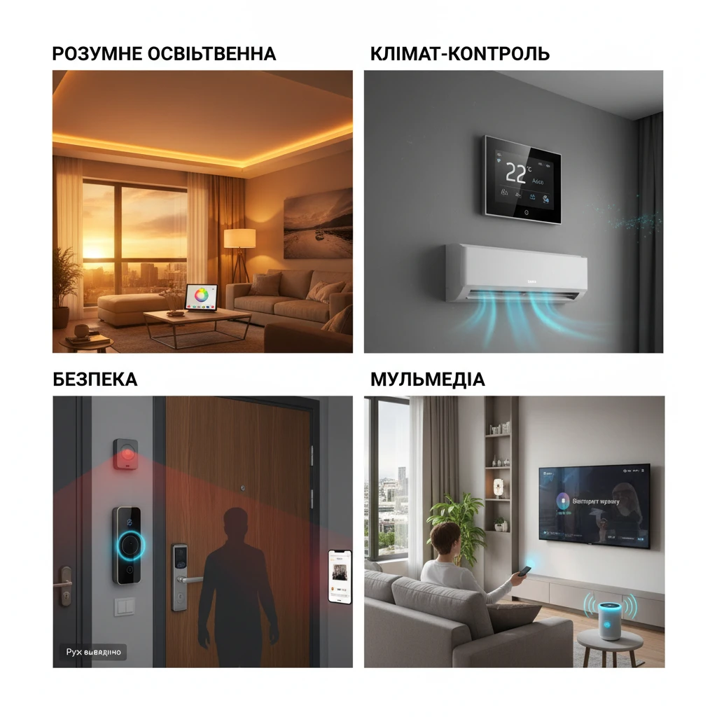 Основні системи розумного дому: освітлення, клімат-контроль, безпека та мультимедіа — як вибрати та налаштувати